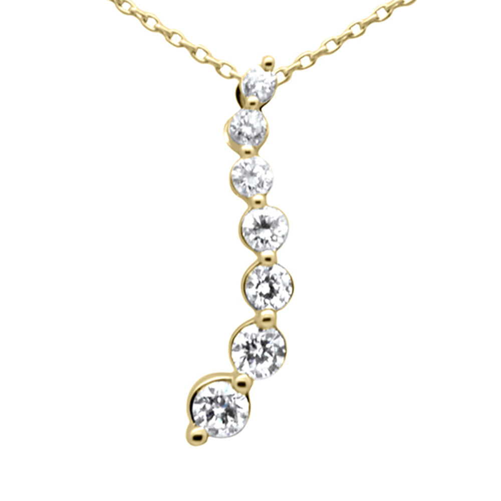 SPECIAL! .48ct G SI 14K Yellow Gold Diamond Drop Journey Pendant Necklace 18" Long Chain