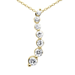 SPECIAL! .48ct G SI 14K Yellow Gold Diamond Drop Journey Pendant Necklace 18" Long Chain