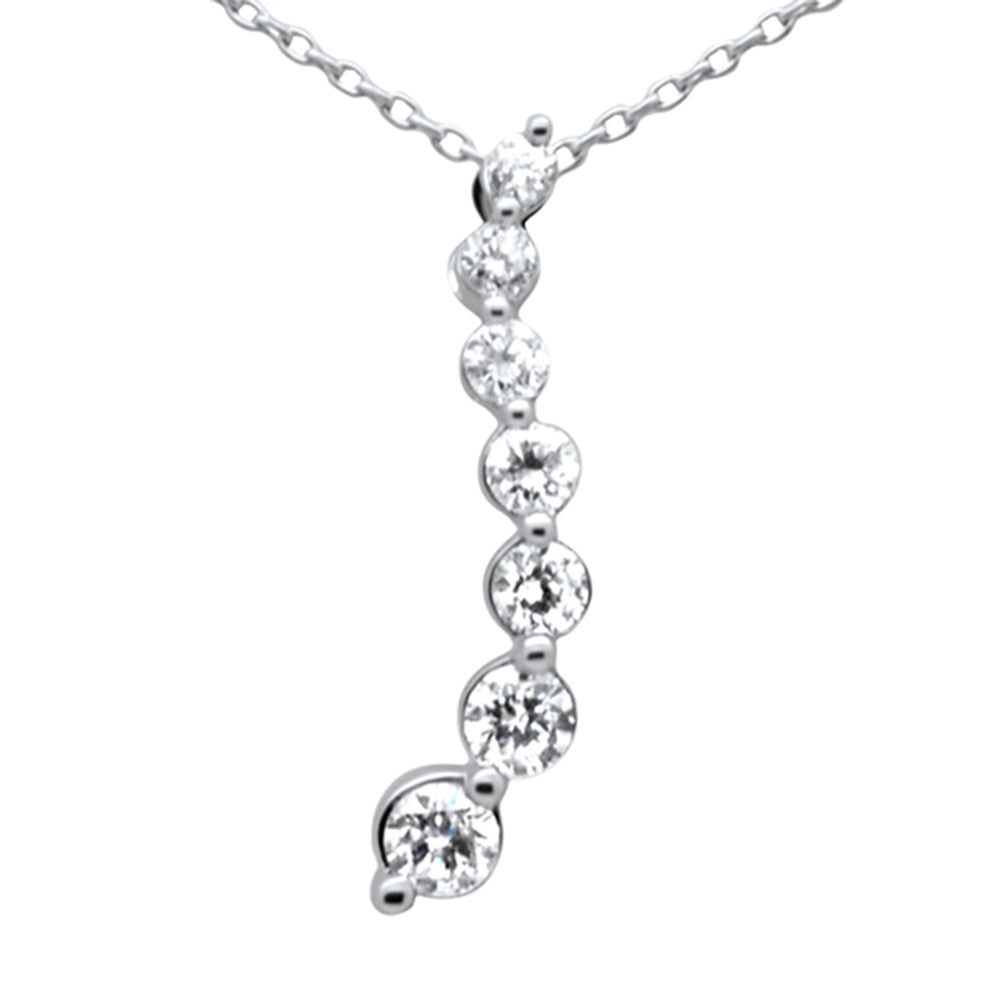 SPECIAL! .48ct G SI 14K White Gold Diamond Drop Journey Pendant Necklace 18" Long Chain