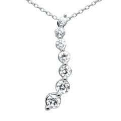 SPECIAL! .48ct G SI 14K White Gold Diamond Drop Journey Pendant Necklace 18" Long Chain