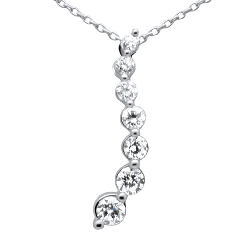 SPECIAL! .48ct G SI 14K White Gold Diamond Drop Journey Pendant Necklace 18" Long Chain