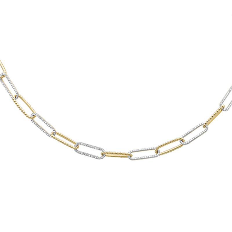 SPECIAL! 2.50ct G SI 14K Yellow Gold Diamond Paper Clip Necklace 18" Long Chain
