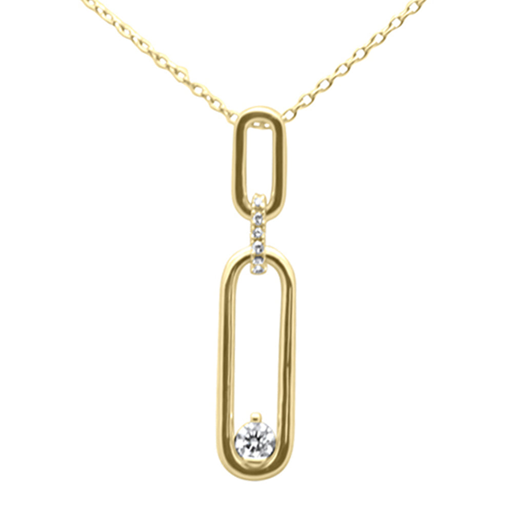 SPECIAL! .10ct G SI 14K Yellow Gold Diamond Link Pendant Necklace 18" Long Chain