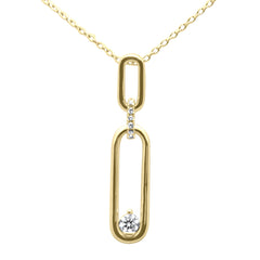 SPECIAL! .10ct G SI 14K Yellow Gold Diamond Link Pendant Necklace 18" Long Chain