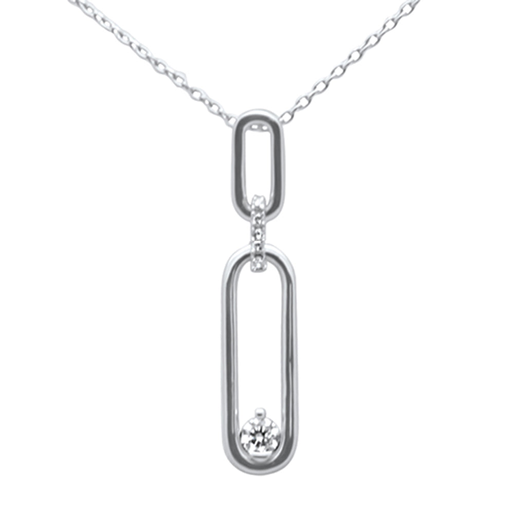 SPECIAL! .10ct G SI 14K White Gold Diamond Link Pendant Necklace 18" Long Chain