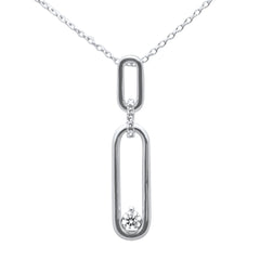 SPECIAL! .10ct G SI 14K White Gold Diamond Link Pendant Necklace 18" Long Chain