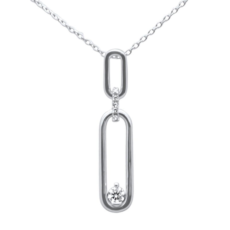 SPECIAL! .10ct G SI 14K White Gold Diamond Link Pendant Necklace 18" Long Chain