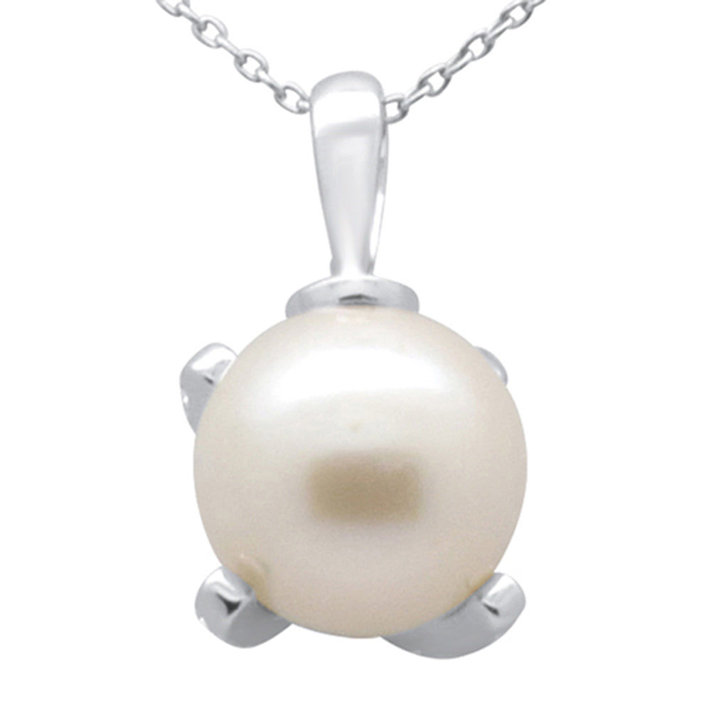 SPECIAL!.15ct G SI 14K White Gold Diamond Pearl Pendant Necklace 18" Long Chain
