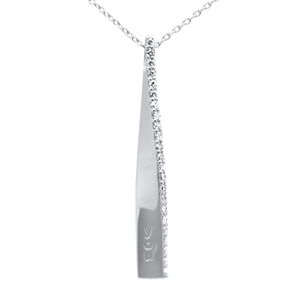 SPECIAL!.16ct G SI 14K White Gold Diamond "Love You" Engraved Pendant Necklace 18" Long Chain