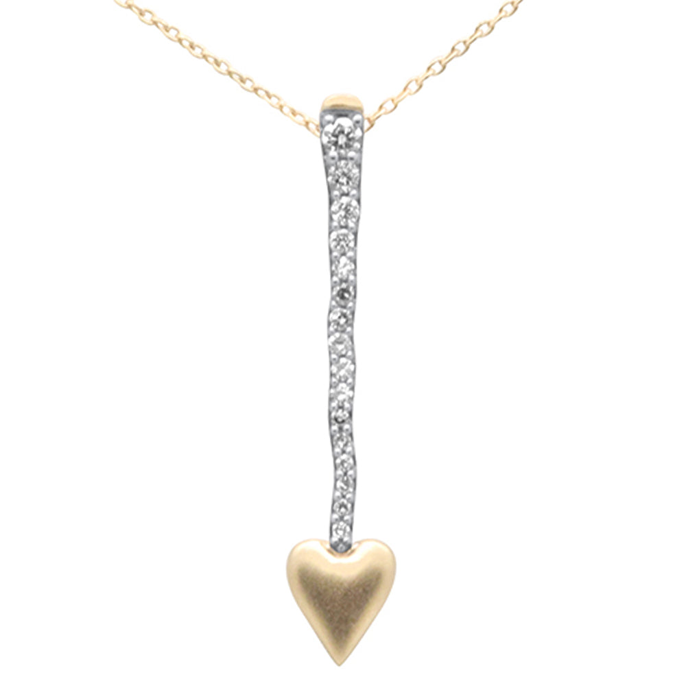 SPECIAL! .16ct G SI 14K Yellow Gold Diamond Heart Arrow Pendant Necklace 18" Long Chain