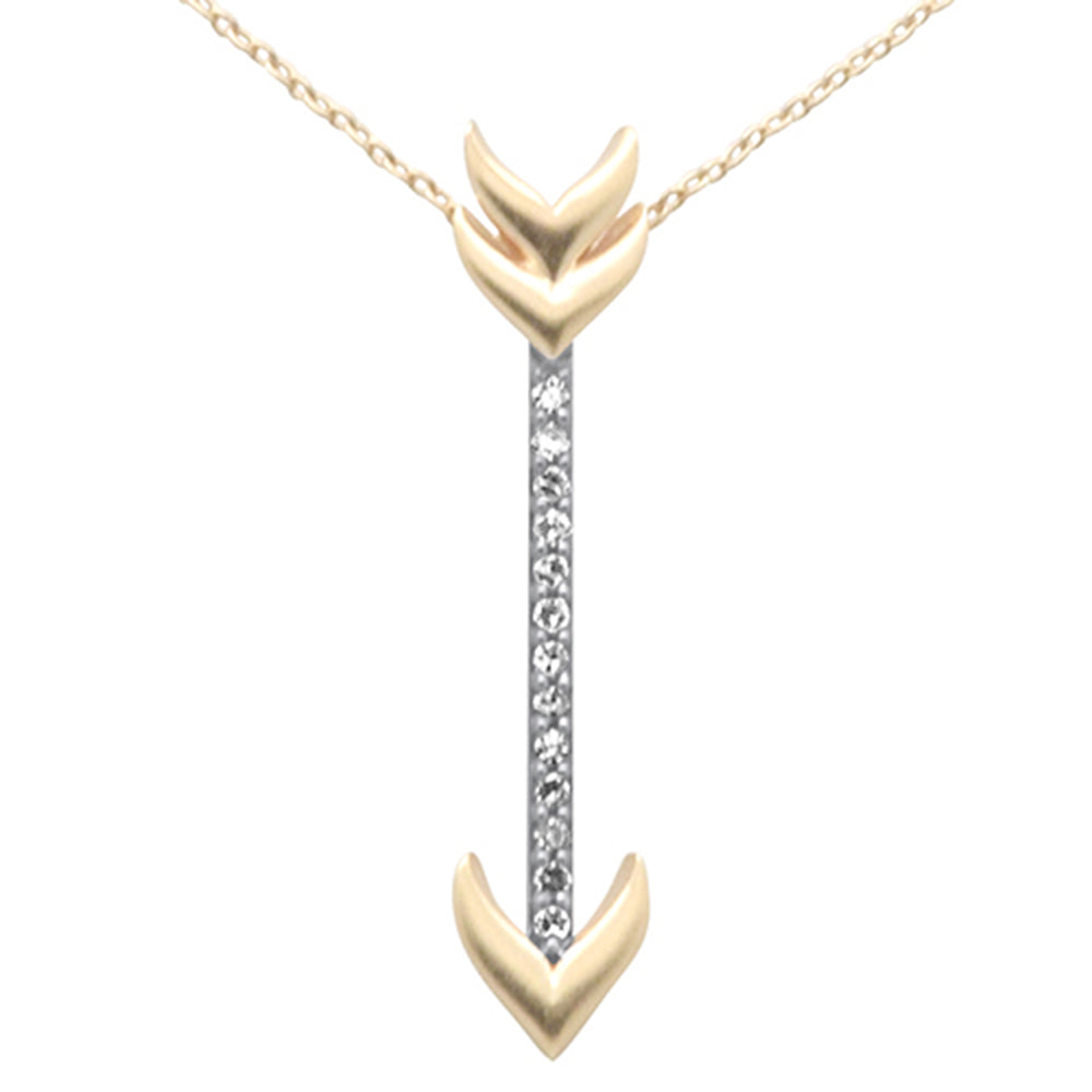 SPECIAL! .10ct G SI 14K Yellow Gold Diamond Arrow Pendant Necklace 18" Long Chain
