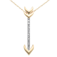 SPECIAL! .10ct G SI 14K Yellow Gold Diamond Arrow Pendant Necklace 18" Long Chain