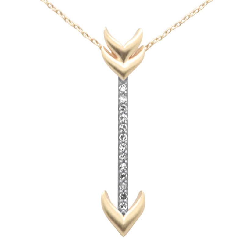 SPECIAL! .10ct G SI 14K Yellow Gold Diamond Arrow Pendant Necklace 18" Long Chain
