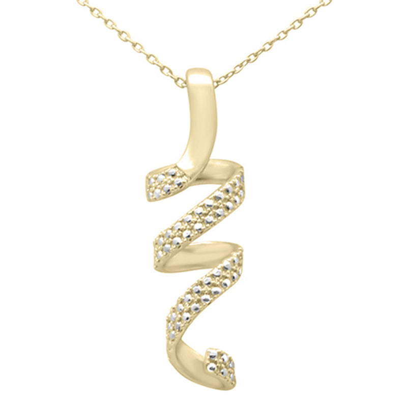 DIAMOND CLOSEOUT! .25ct G SI 14K Yellow Gold Diamond Swirl Pendant No Chain