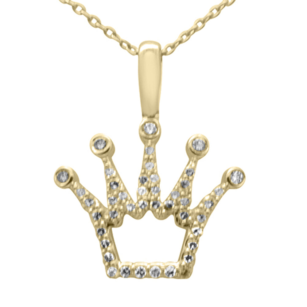 DIAMOND CLOSEOUT!  .25ct G SI 14K Yellow Gold Diamond Crown Pendant Necklace 18" Long Chain