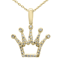DIAMOND CLOSEOUT!  .25ct G SI 14K Yellow Gold Diamond Crown Pendant Necklace 18" Long Chain