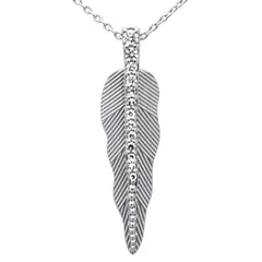 SPECIAL!.13ct G SI 14K White Gold Diamond Leaf Pendant Necklace 18" Long Chain
