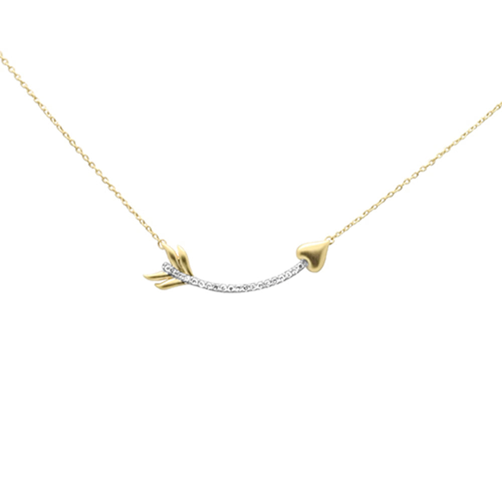 SPECIAL! .10ct G SI 14K Yellow Gold Diamond Arrow Pendant Necklace 18" Long Chain