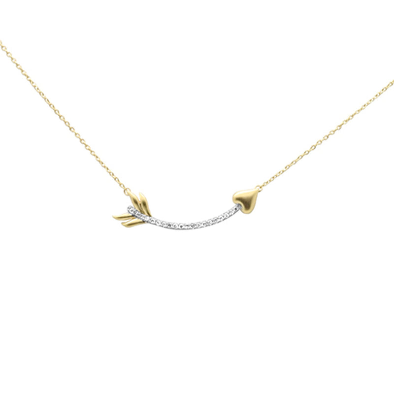 SPECIAL! .10ct G SI 14K Yellow Gold Diamond Arrow Pendant Necklace 18" Long Chain