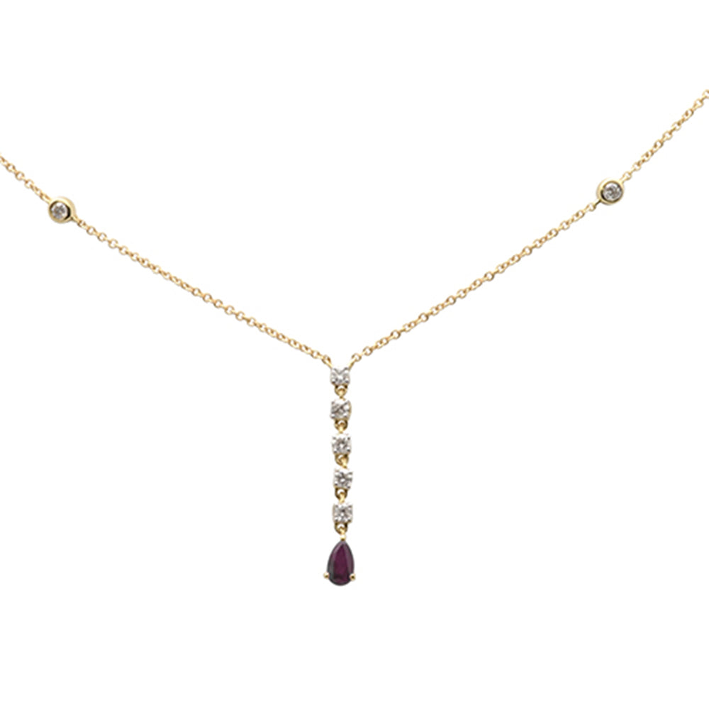 SPECIAL! .49ct G SI 14K Yellow Gold Diamond & Ruby Gemstones Pendant Necklace 16+2" EXT