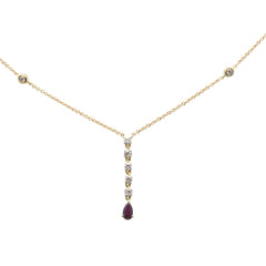 SPECIAL! .49ct G SI 14K Yellow Gold Diamond & Ruby Gemstones Pendant Necklace 16+2" EXT