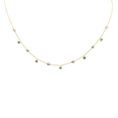SPECIAL! .32ct G SI 14K Yellow Gold Diamond & Emerald Gemstone Pendant Necklace 16" + 2" Ext