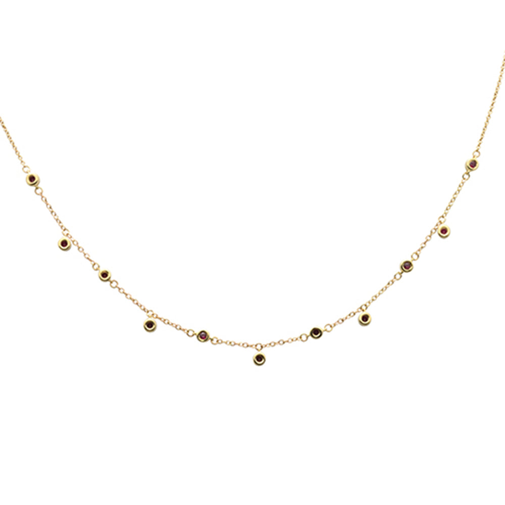 SPECIAL! .39ct G SI 14K Yellow Gold Ruby Gemstones Pendant Necklace 16+2" Ext Long
