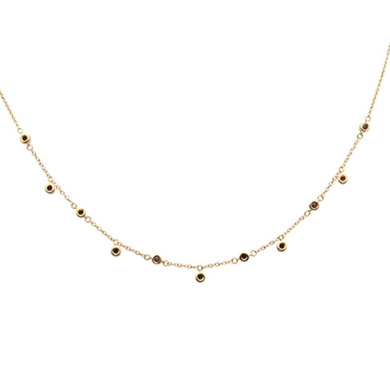 SPECIAL! .39ct G SI 14K Yellow Gold Ruby Gemstones Pendant Necklace 16+2" Ext Long