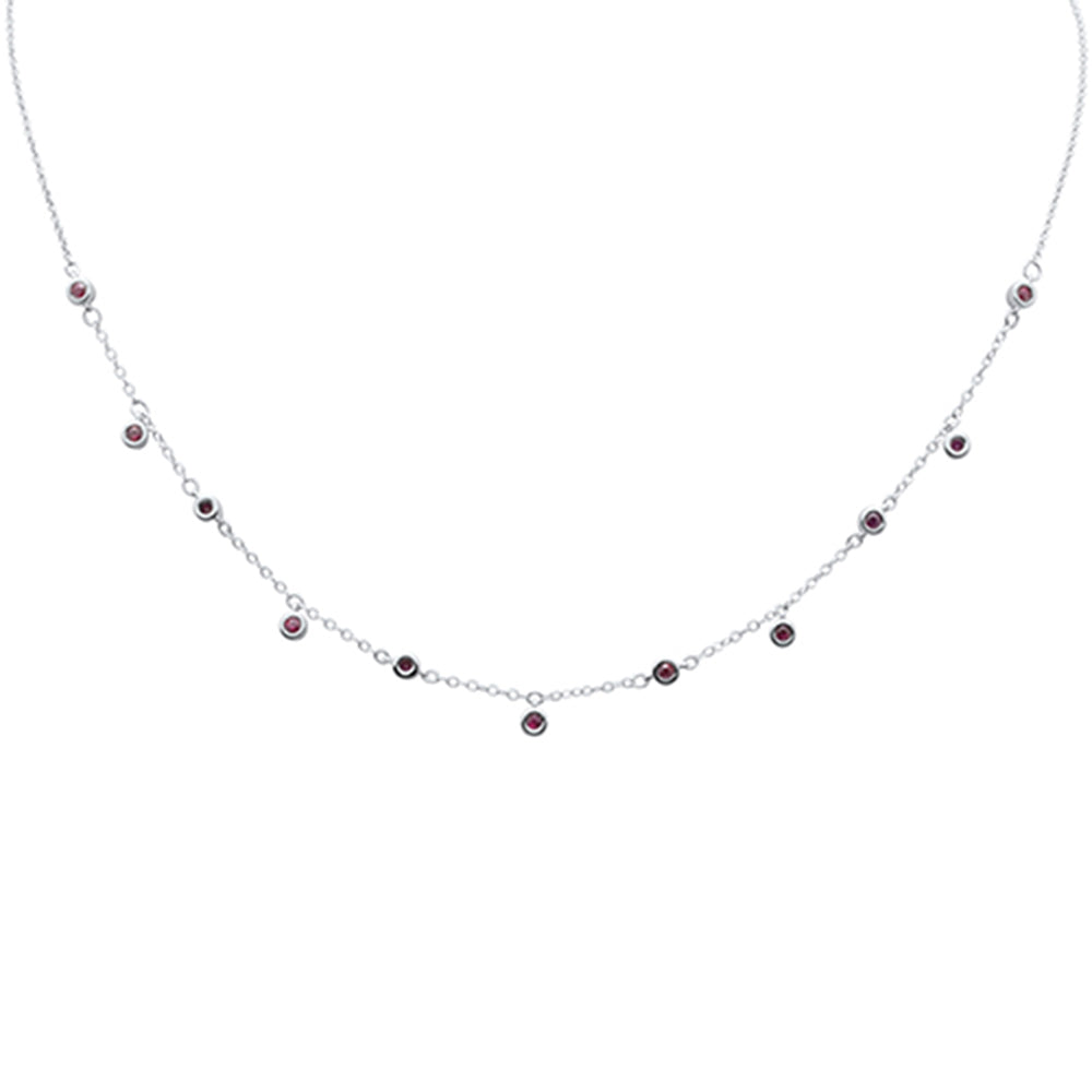 SPECIAL! .36ct G SI 14K White Gold Ruby Gemstones Pendant Necklace 16+2" Ext Long