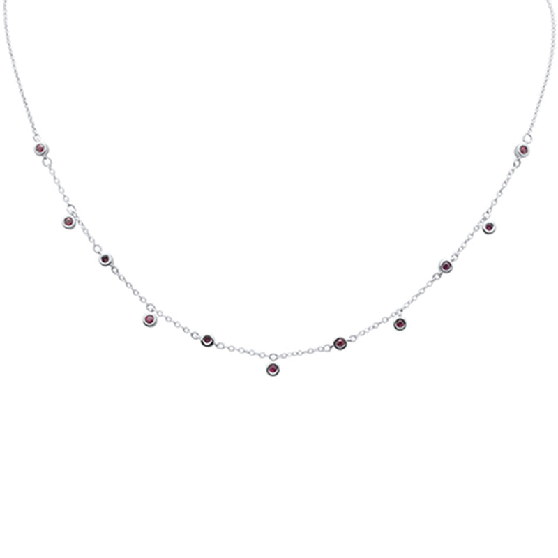 SPECIAL! .36ct G SI 14K White Gold Ruby Gemstones Pendant Necklace 16+2" Ext Long