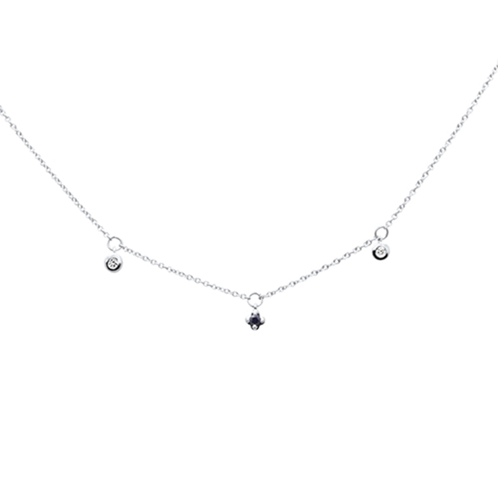 SPECIAL! .10ct G SI 14K White Gold Diamond & Blue Sapphire Gemstones Pendant Necklace 16"+2" EXT