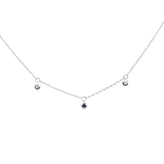 SPECIAL! .10ct G SI 14K White Gold Diamond & Blue Sapphire Gemstones Pendant Necklace 16"+2" EXT
