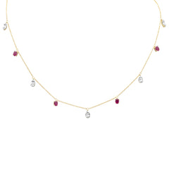 SPECIAL! 1.28ct G SI 14K Yellow Gold Diamond & Ruby Gemstones Pendant Necklace 16+2" Ext Long