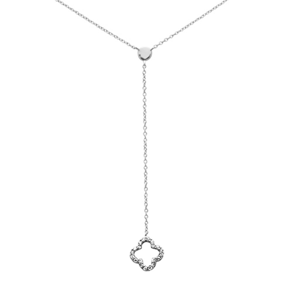 SPECIAL! .09ct G SI 14K White Gold Diamond Drop Flower Pendant Necklace 18" Long