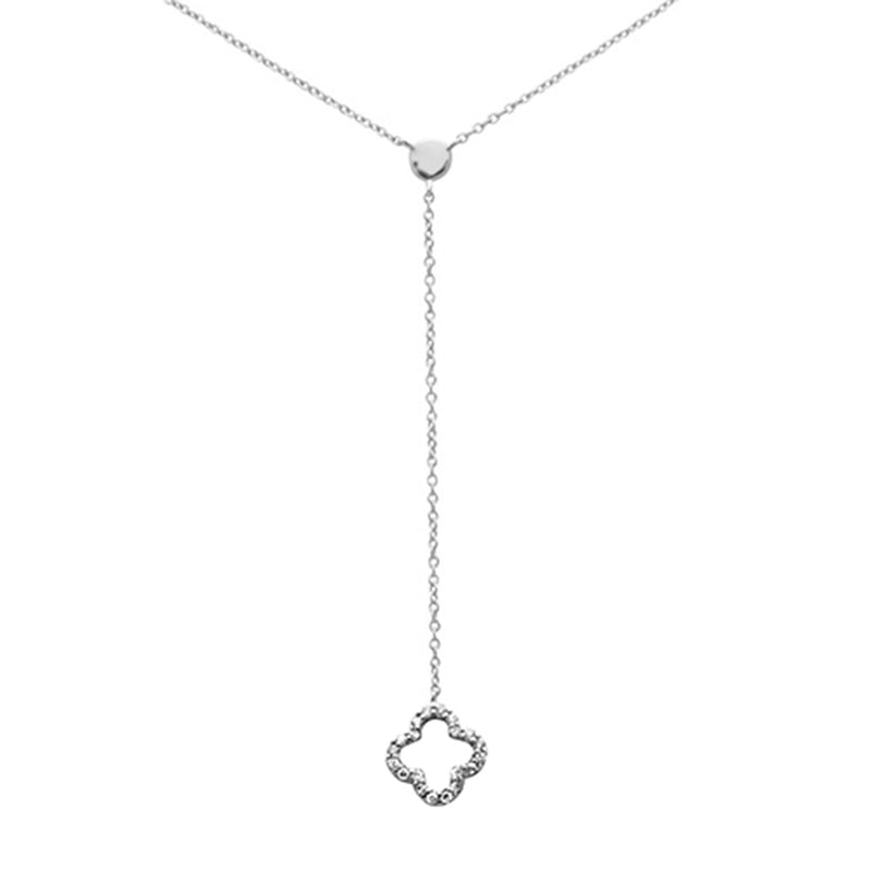 SPECIAL! .09ct G SI 14K White Gold Diamond Drop Flower Pendant Necklace 18" Long