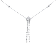 SPECIAL!.55ct G SI 14K White Gold Diamond Round & Baguette Pendant Necklace 16+2" Ext Long
