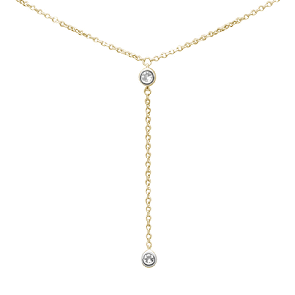 .05ct G SI 14K Yellow Gold Diamond & Aquamarine Gemstone Dangling Pendant Necklace 16" +2" EXT