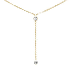.05ct G SI 14K Yellow Gold Diamond & Aquamarine Gemstone Dangling Pendant Necklace 16" +2" EXT