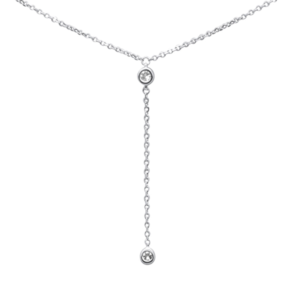 .05ct G SI 14K White Gold Diamond & Aquamarine Gemstone Dangling Pendant Necklace 16" +2" EXT