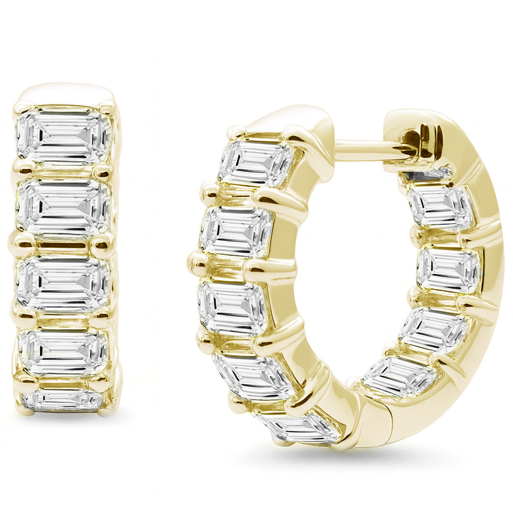SPECIAL!2.82ct G SI 14K Yellow Gold Emerald Cut Diamond Hoop Earrings
