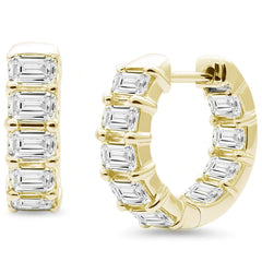 SPECIAL!2.82ct G SI 14K Yellow Gold Emerald Cut Diamond Hoop Earrings