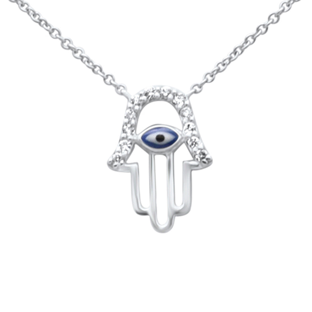 SPECIAL!.07ct G SI 14K White Gold Diamond Hamsa Pendant Necklace 16" +2" EXT