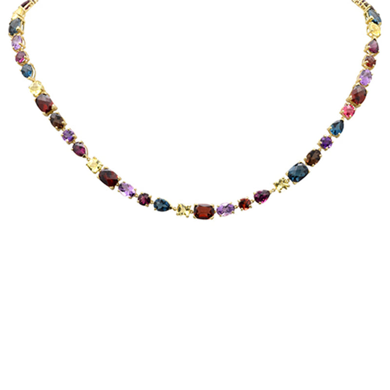 SPECIAL! 36.50ct G SI 14K Yellow Gold Multi Color Gemstones Pendant Necklace 16+2" EXT