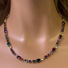 SPECIAL! 36.50ct G SI 14K Yellow Gold Multi Color Gemstones Pendant Necklace 16+2" EXT