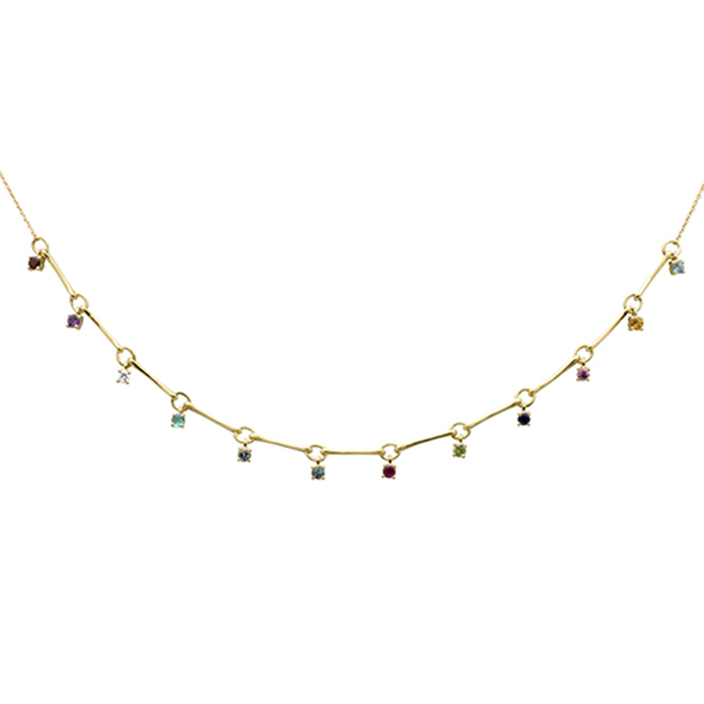 DIAMOND  CLOSEOUT!   .73ct G SI 14K Yellow Gold Diamond & Multi Color Gemstone Pendant Necklace 16" +2" EXT