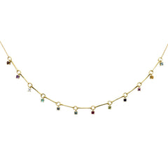 DIAMOND  CLOSEOUT!   .73ct G SI 14K Yellow Gold Diamond & Multi Color Gemstone Pendant Necklace 16" +2" EXT