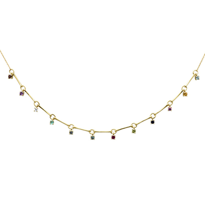 DIAMOND  CLOSEOUT!   .73ct G SI 14K Yellow Gold Diamond & Multi Color Gemstone Pendant Necklace 16" +2" EXT