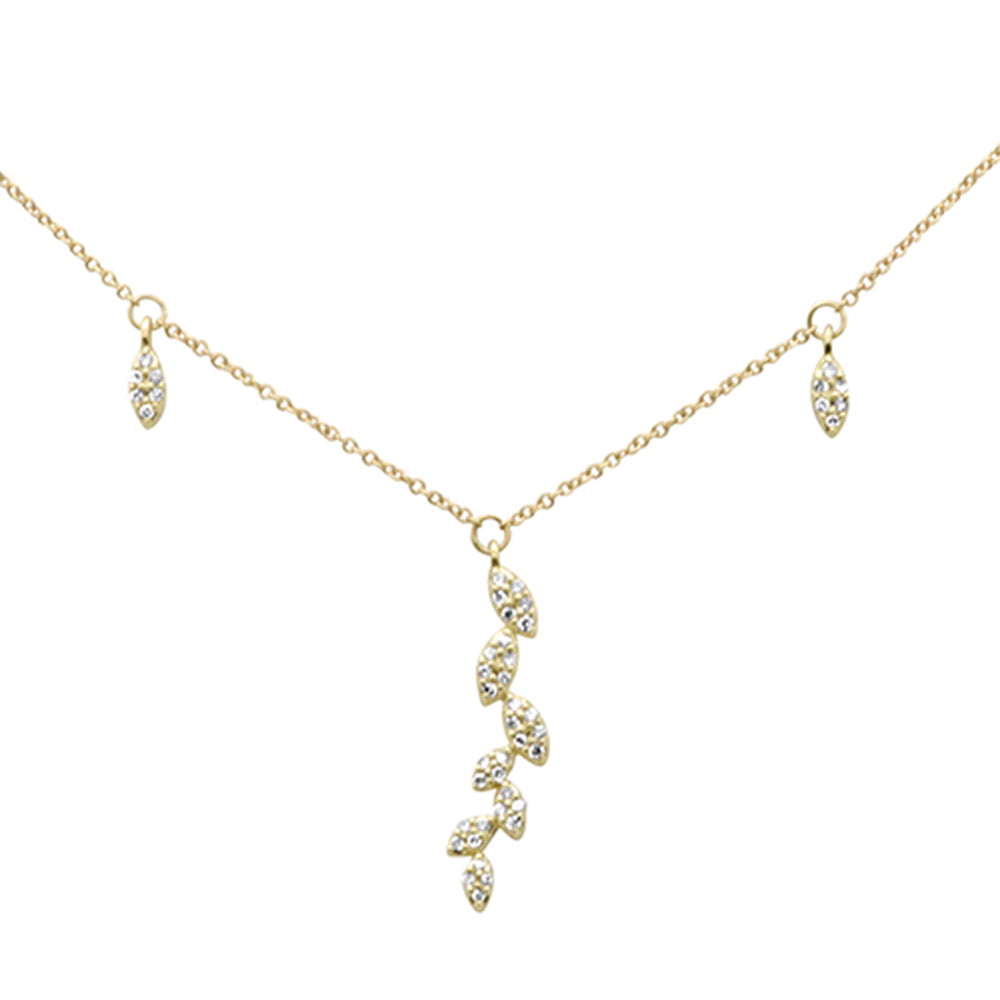 SPECIAL! .20ct G SI 14K Yellow Gold Diamond Olive Branch Pendant Necklace 16" +2" EXT