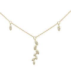SPECIAL! .20ct G SI 14K Yellow Gold Diamond Olive Branch Pendant Necklace 16" +2" EXT