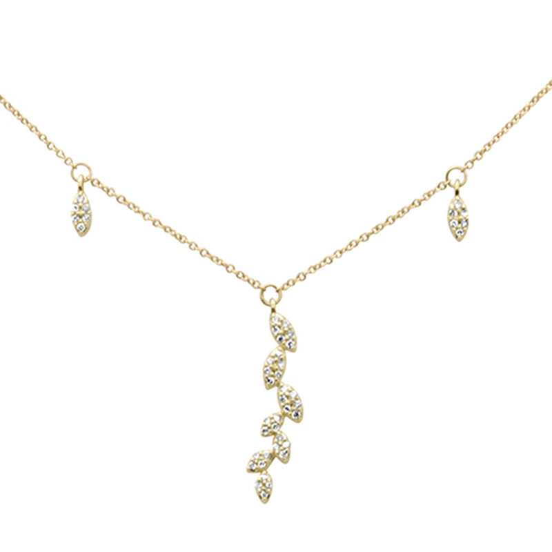 SPECIAL! .20ct G SI 14K Yellow Gold Diamond Olive Branch Pendant Necklace 16" +2" EXT